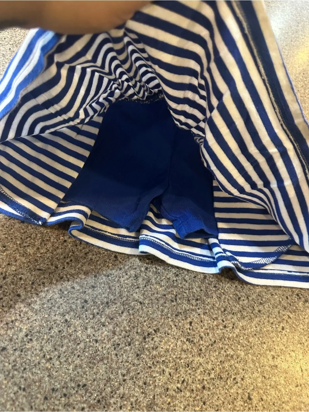 Blue and White Striped Casual Skirt